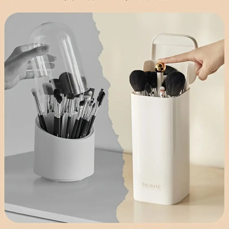 Multifunctional Countertop Brush Holder with Adjustable Compartments