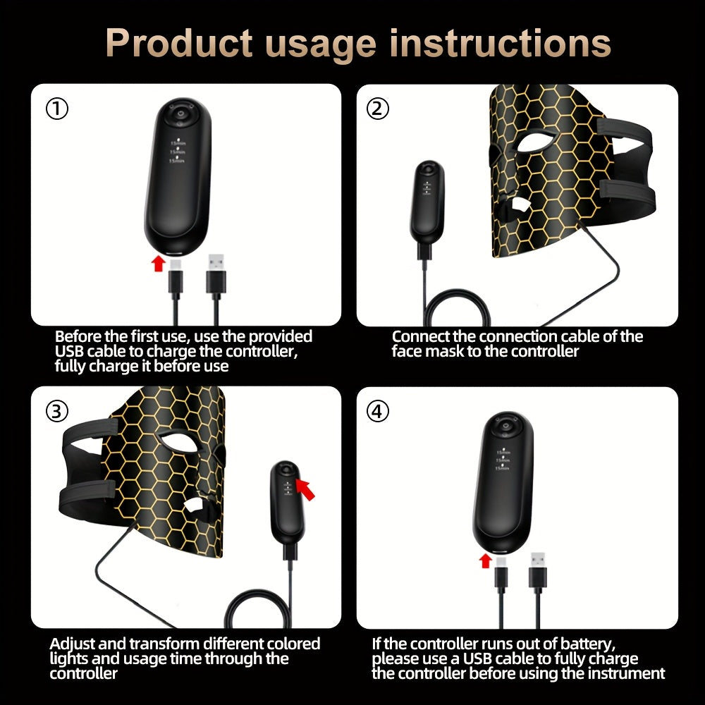 7-Color LED Facial Beauty Device – Multi-Mode Strap for Home Skincare